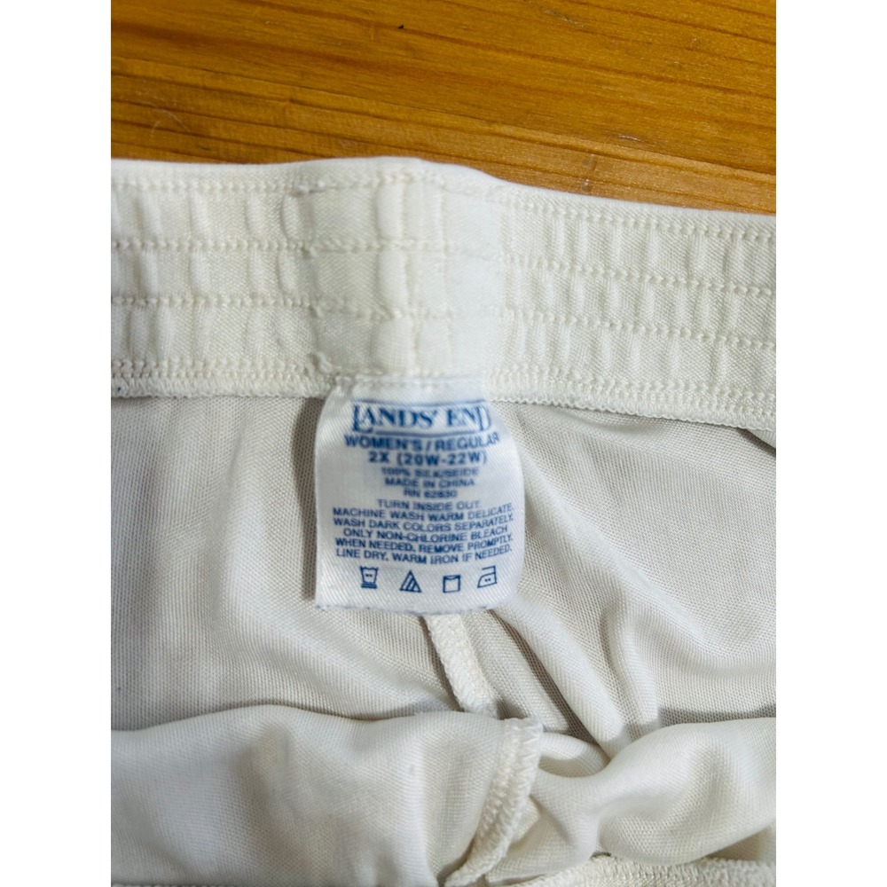 Lands End Womens 2X White 100% Silk Long Sleeve Shirt Leggings Base Layer Set - Picture 5 of 11